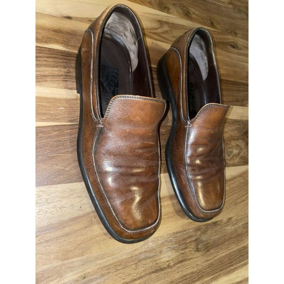 ferragamo mens brown leather  No Buckles shoes men slip on designer size 8 1/2 main image 5